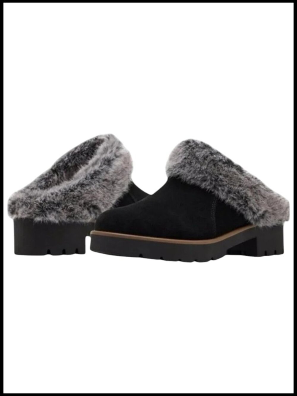 Blondo Waterproof Fur-Lined Mule Slip-On Black 9.5
